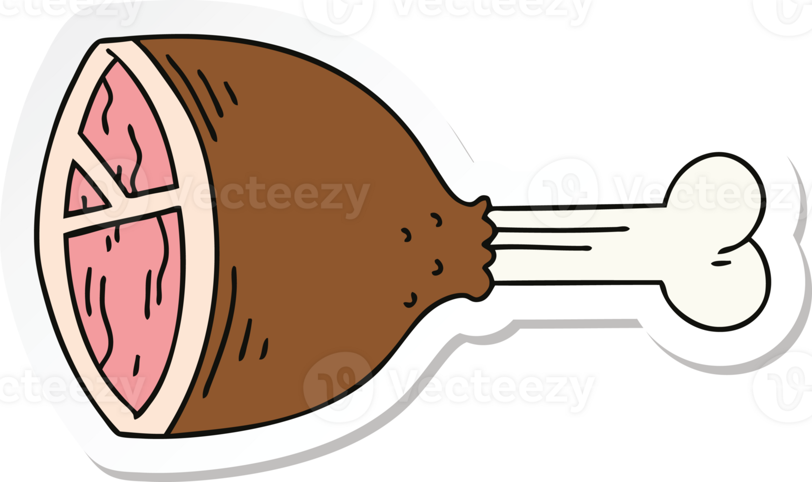 sticker of a quirky hand drawn cartoon meat bone 36351515 PNG
