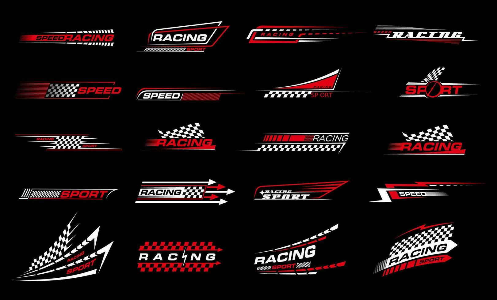 Race sport car stripe stickers, racing line decals vector