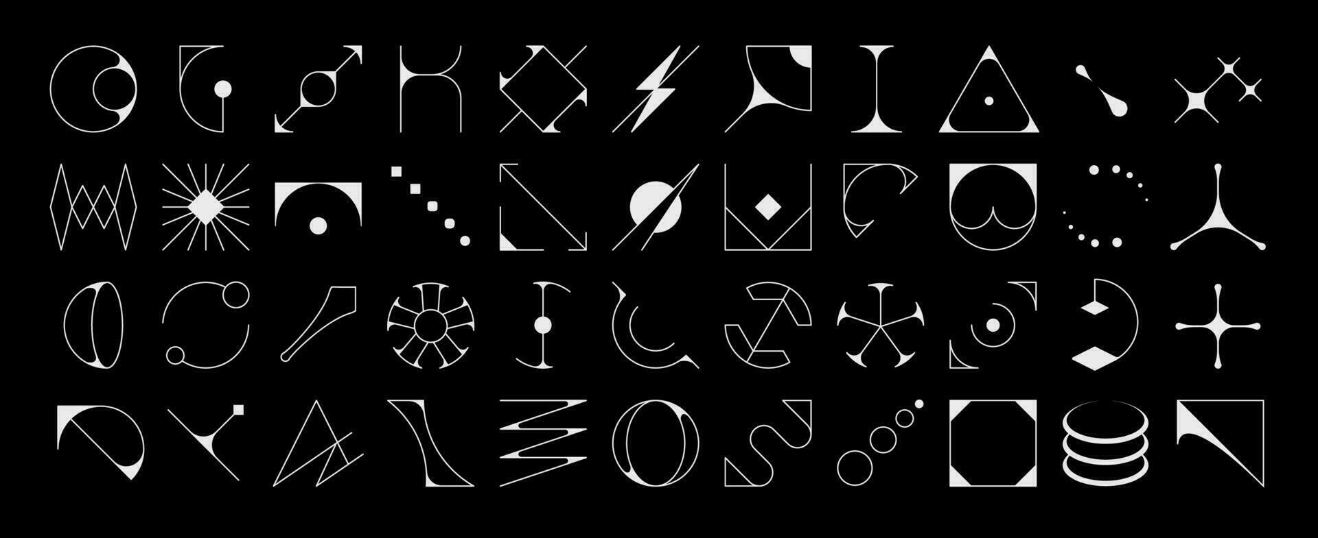 Futuristic brutalism shapes, geometric figures vector