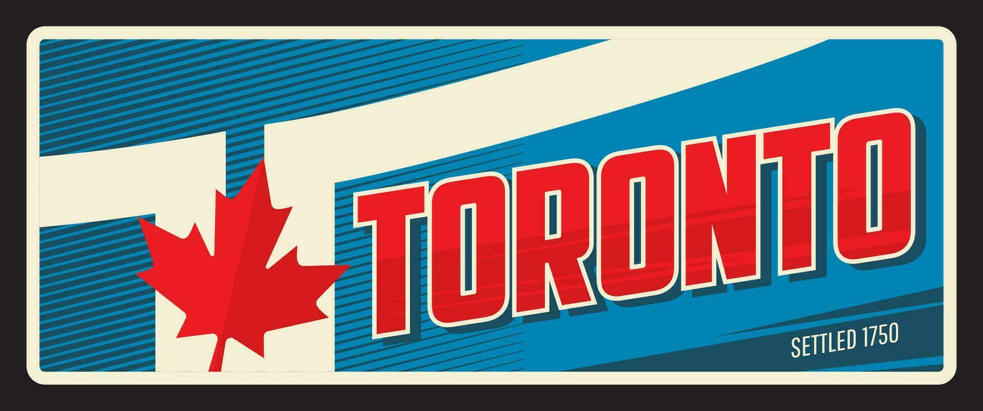 Toronto canadiense ciudad lámina, retro viaje placa vector