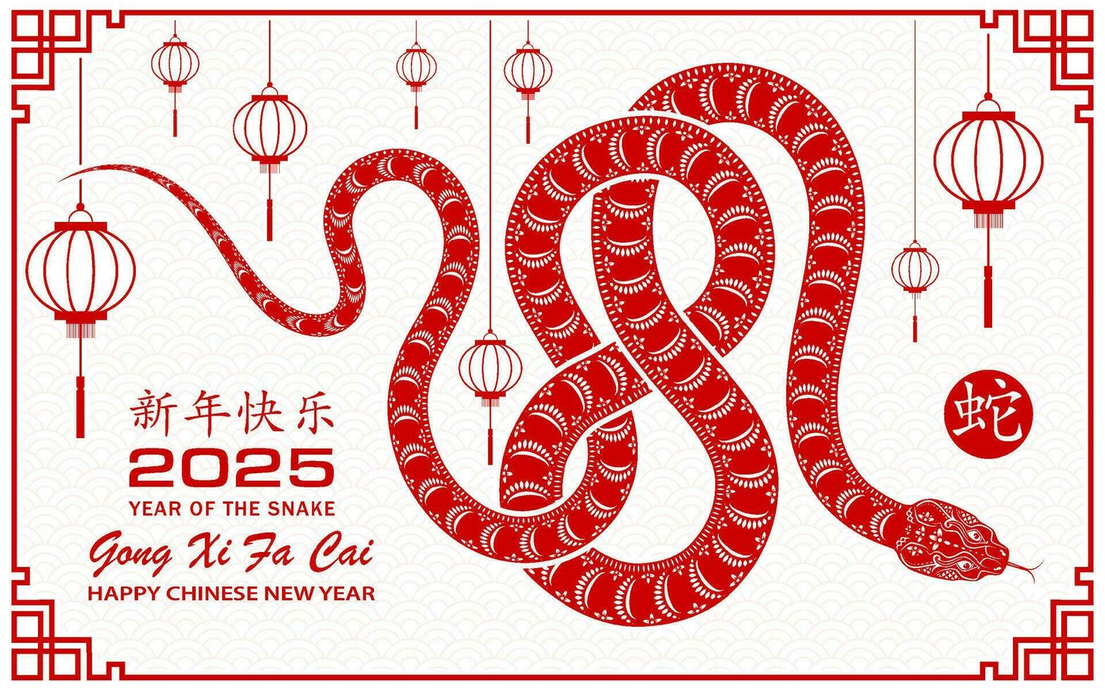 Happy Chinese new year 2025 Zodiac sign, year of the Snake 36351608 Vector Art at Vecteezy