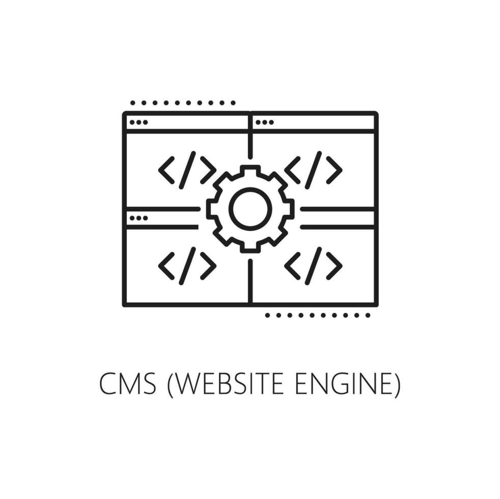 Website engine, CMS content management system icon vector