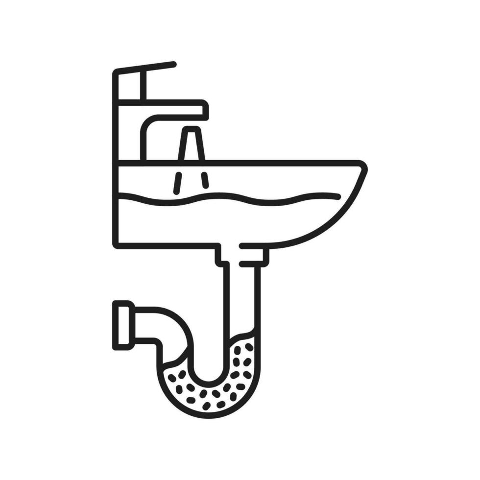 plomería Servicio icono con baño obstruido lavabo vector