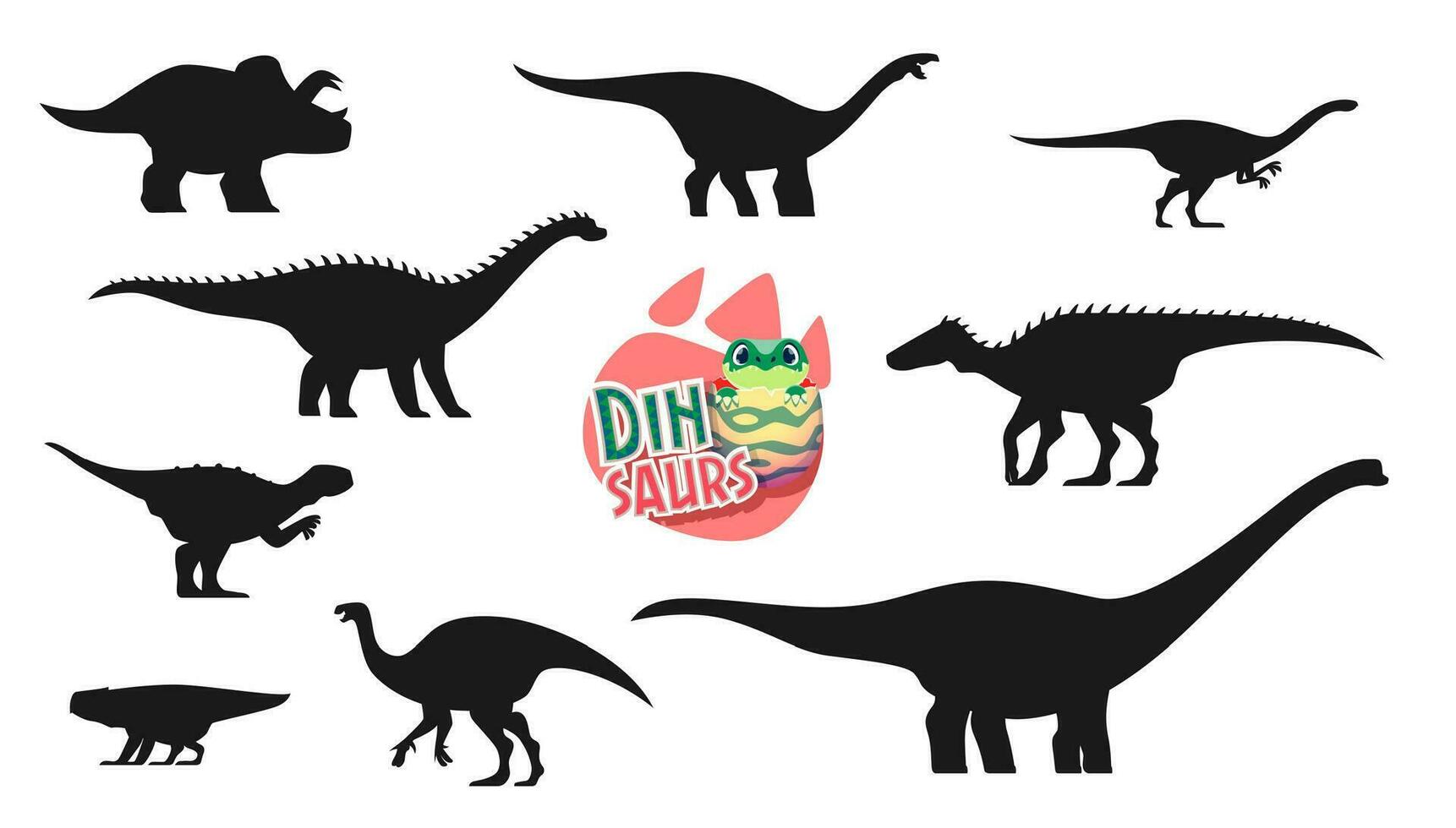 dinosaurios, antiguo prehistórico reptil siluetas vector