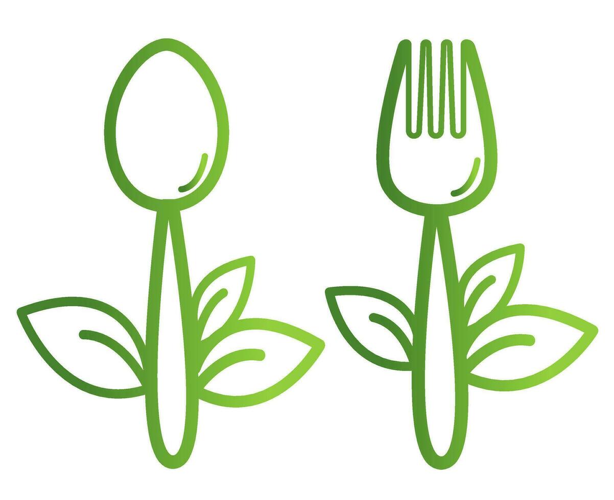 Line art style, Icon Set of Healthy Food, set icons Vegan food. Contains such Icons as spoon and fork, icons collection vector