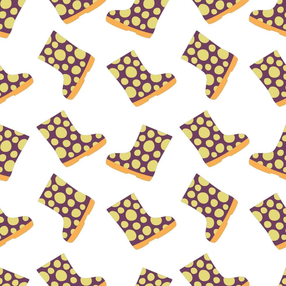 Seamless pattern with polka dot rubber boots vector