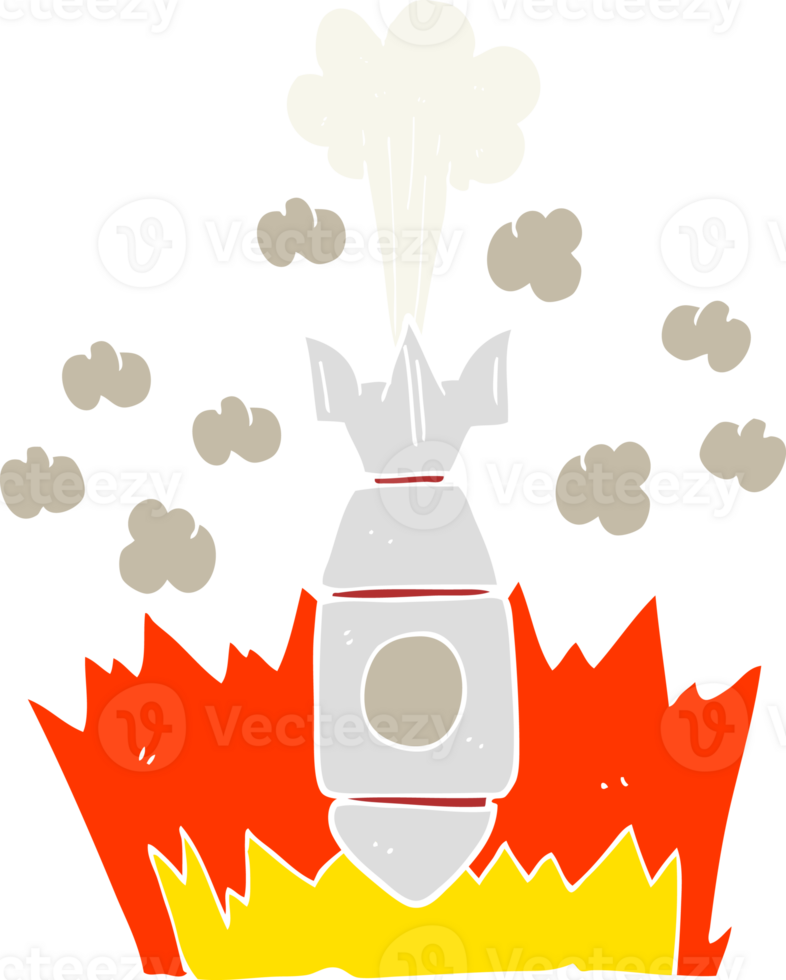 flat color illustration of a cartoon falling bomb png