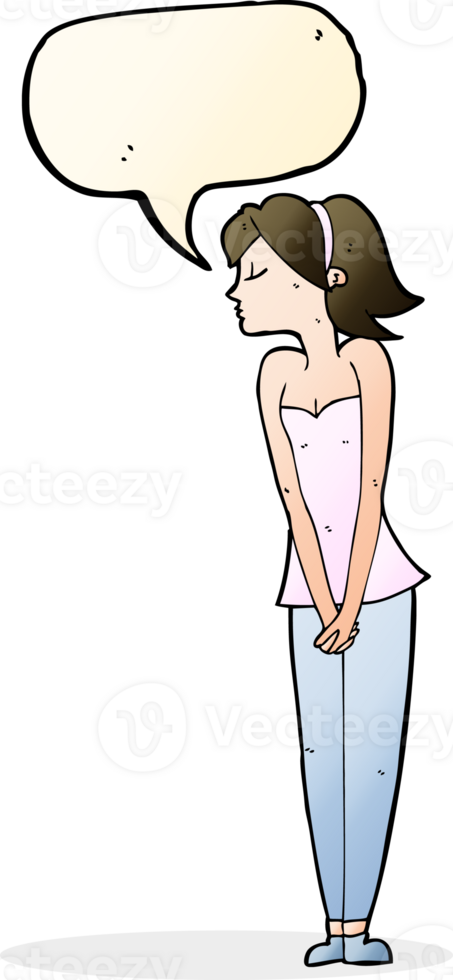 cartoon pretty woman with speech bubble png