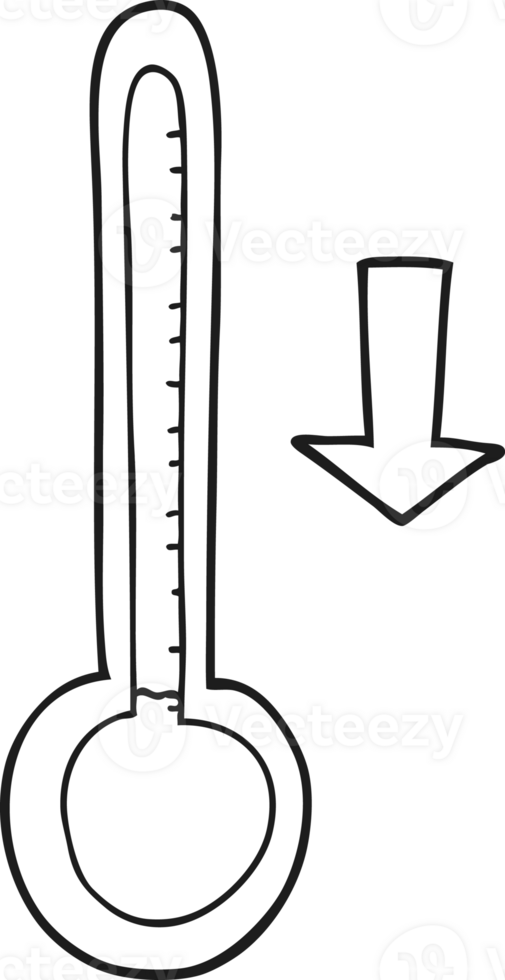 black and white cartoon dropping temperature png