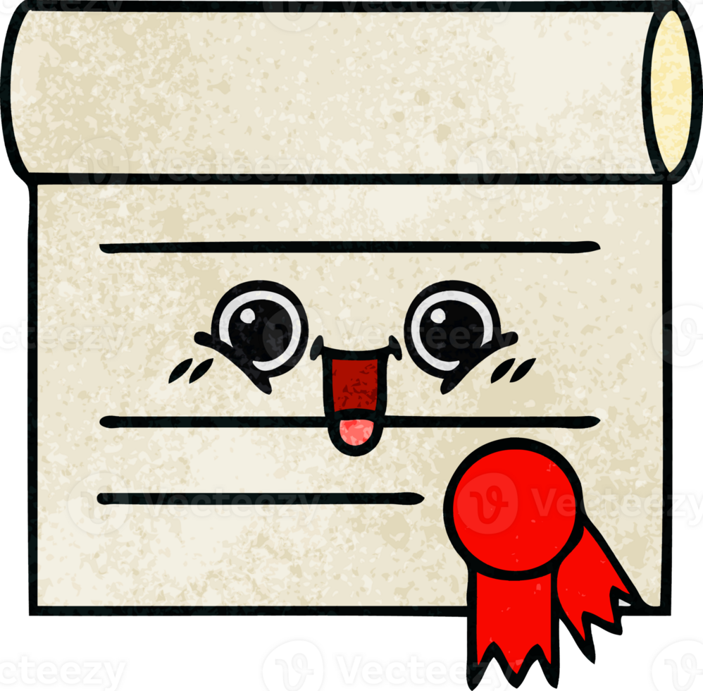 retro grunge texture cartoon certificate png