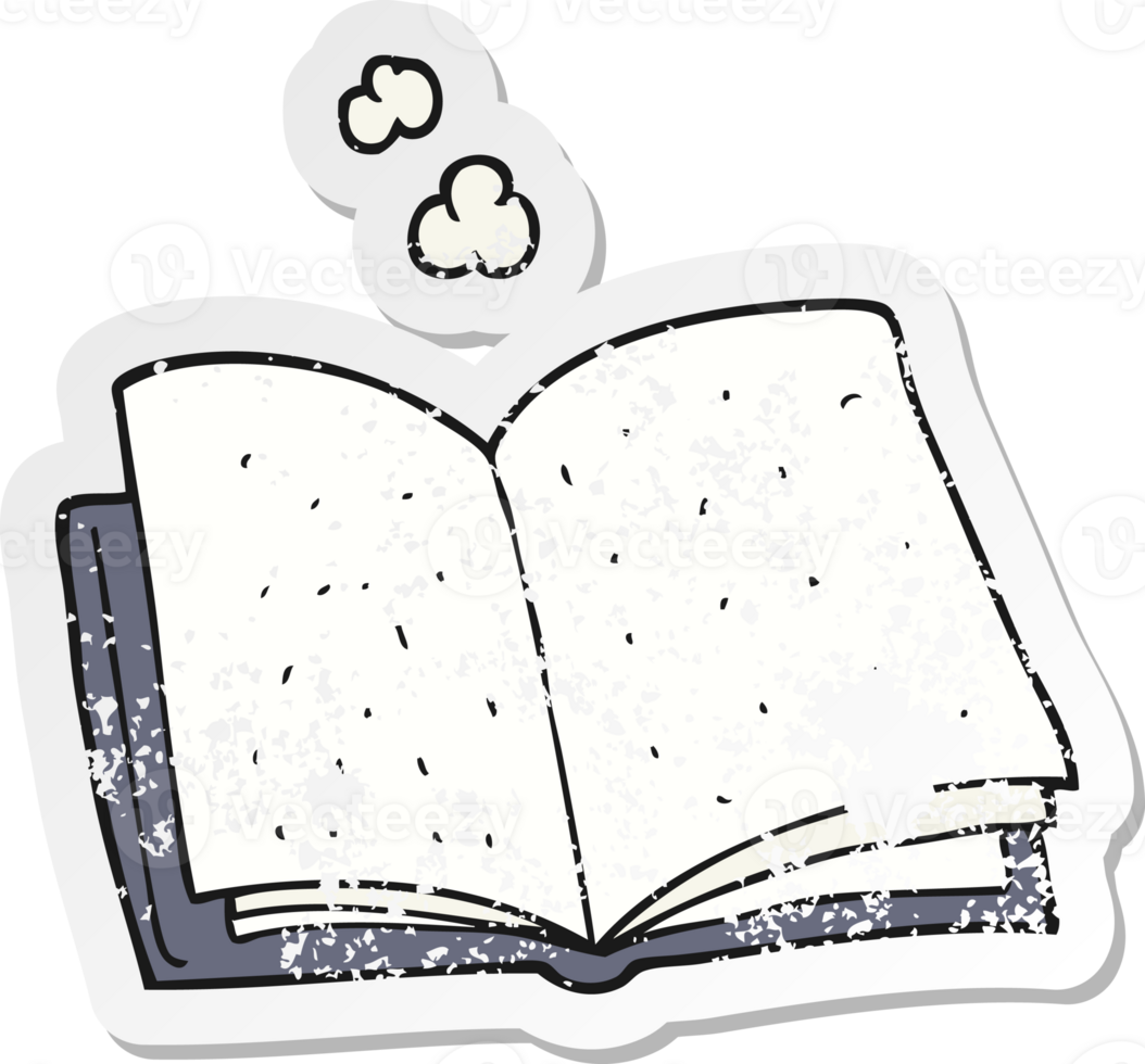 retro distressed sticker of a cartoon book png