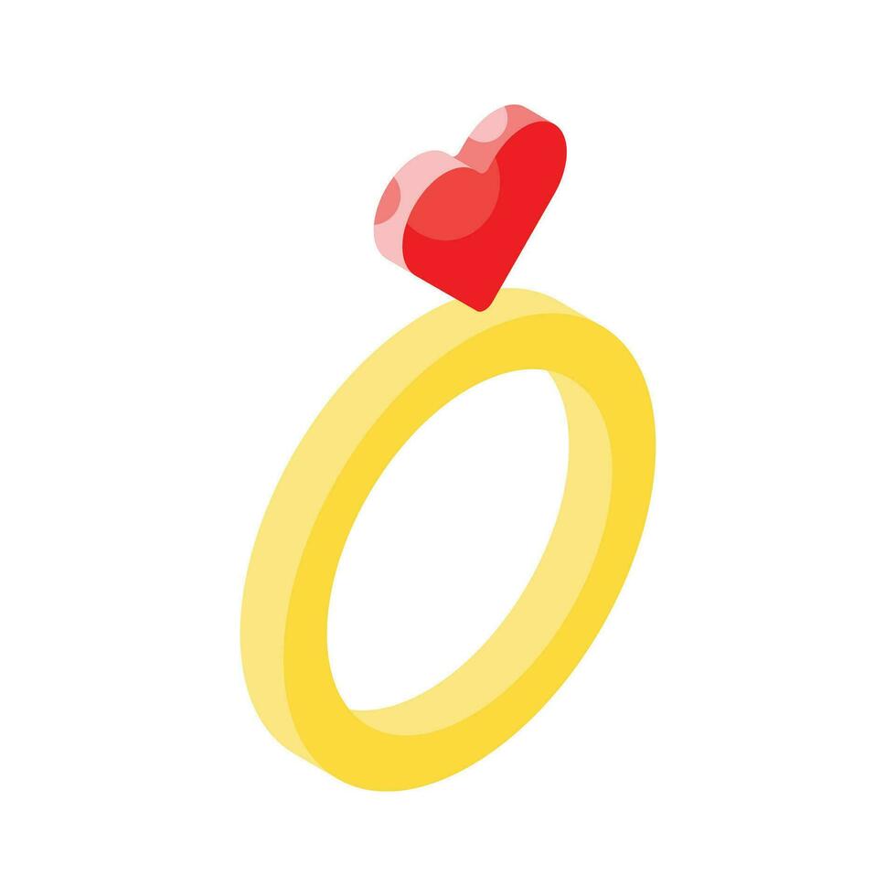 agarrar esta isométrica icono de enamorado anillo, corazón anillo vector diseño