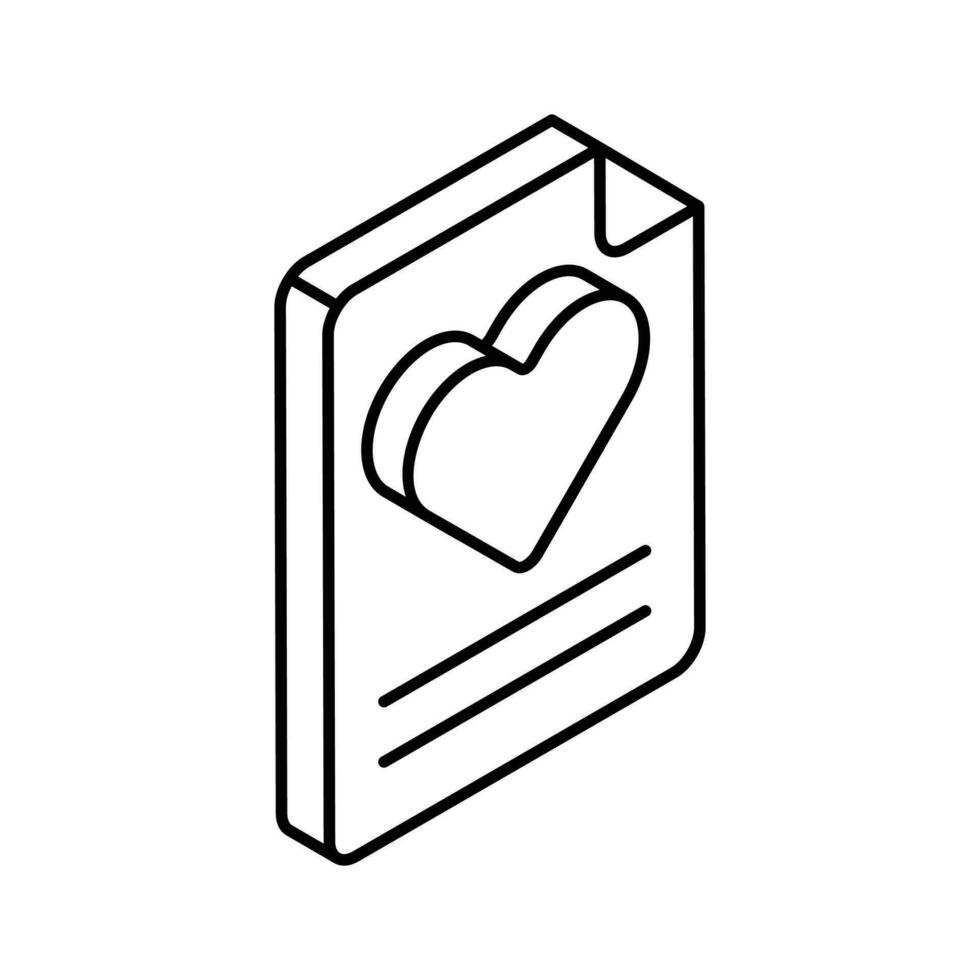 corazón símbolo en página representando plano concepto icono de amor carta, romántico comunicación vector