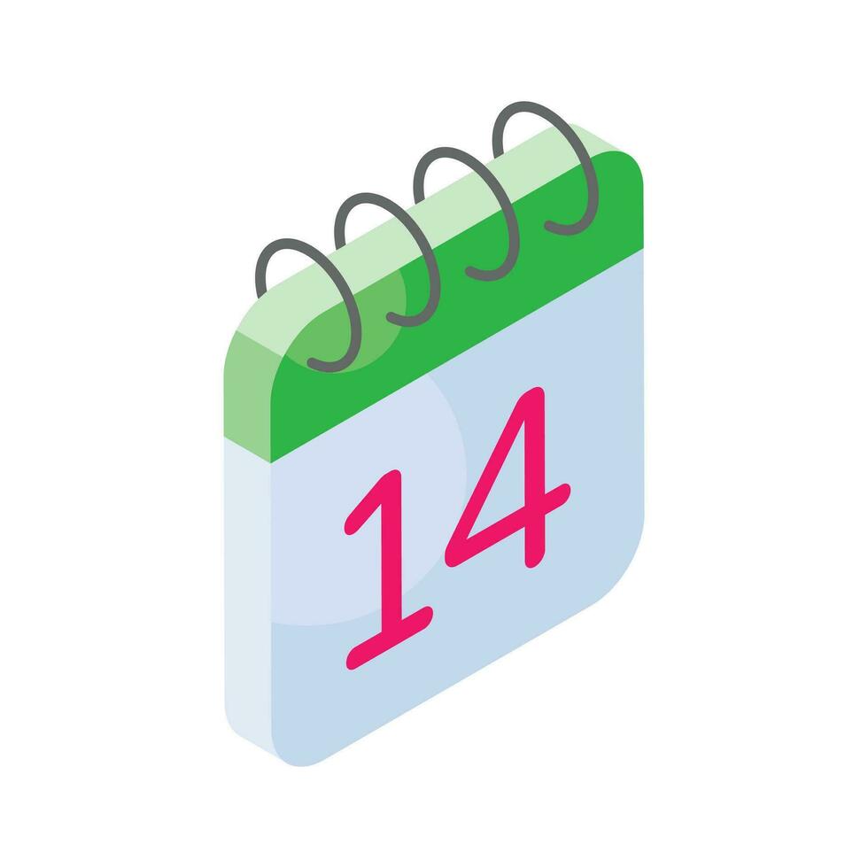 Grab this isometric icon of valentine day calendar, vector of valentine date