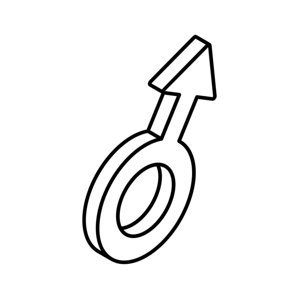 un increíble isométrica icono de masculino símbolo, masculino concepto vector