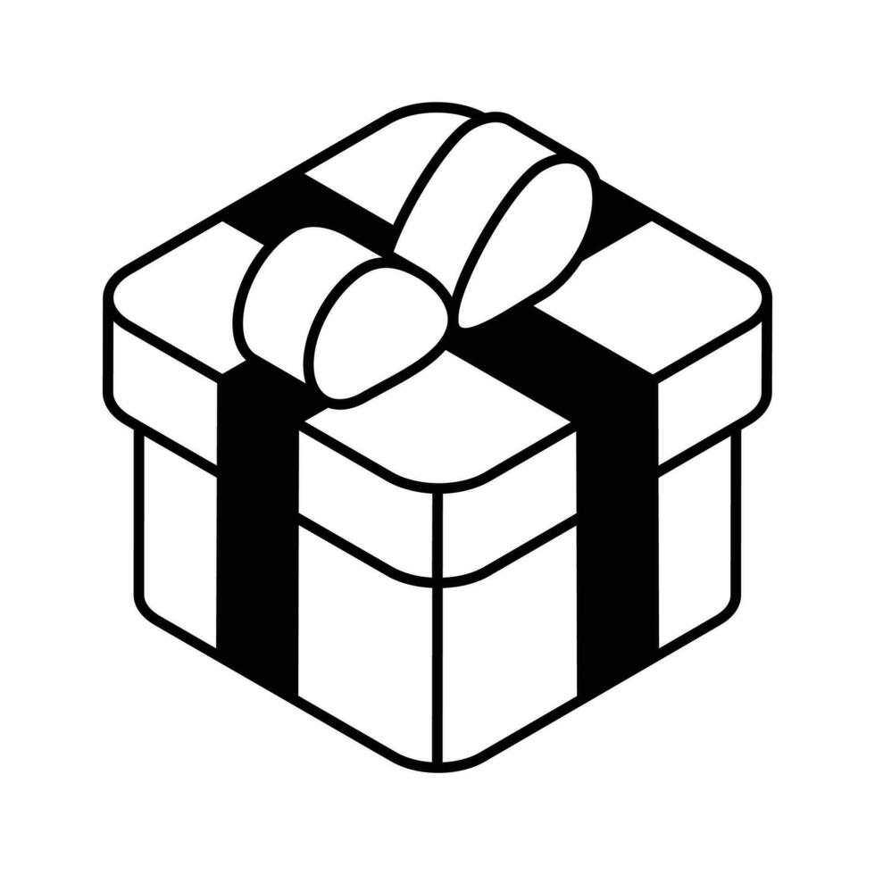 Download this beautifully designed isometric icon of gift box in trendy style vector