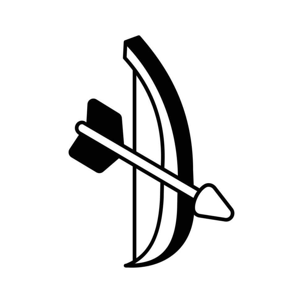 A unique isometric icon of cupid bow, vector of bow and arrow