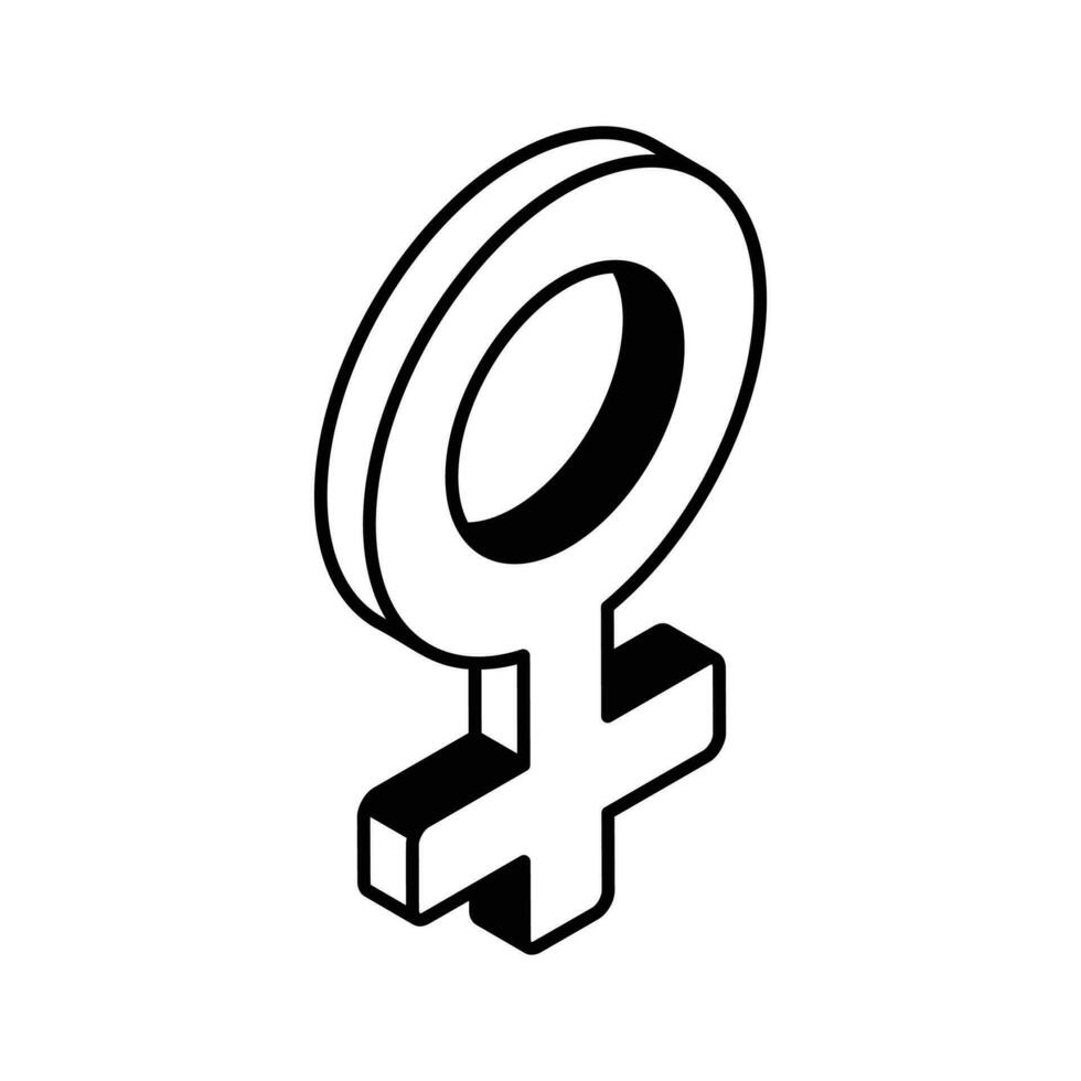 un increíble isométrica icono de hembra símbolo, masculino concepto vector
