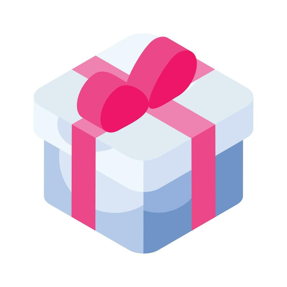 descargar esta hermosamente diseñado isométrica icono de regalo caja en de moda estilo vector