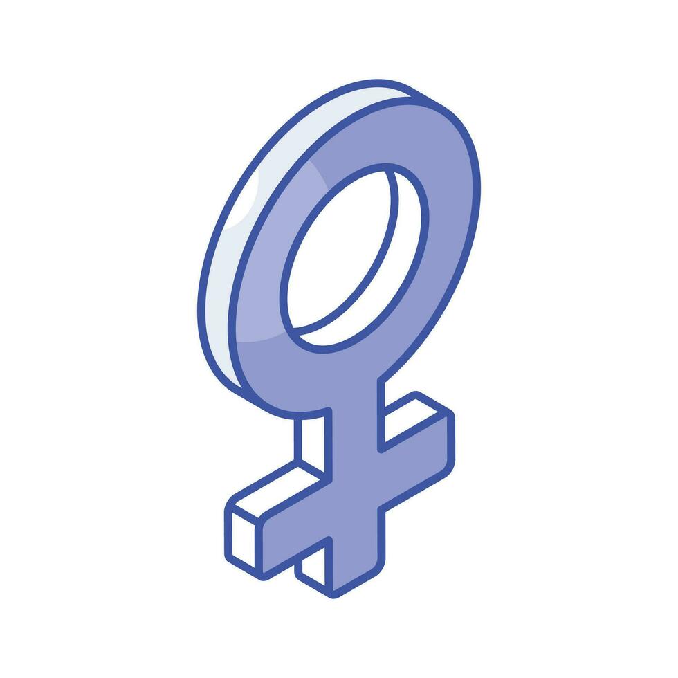 An amazing isometric icon of female symbol, masculine concept vector