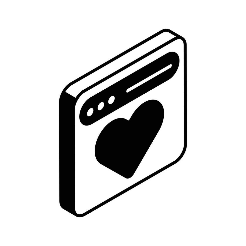 Heart inside webpage showing concept icon of dating website vector
