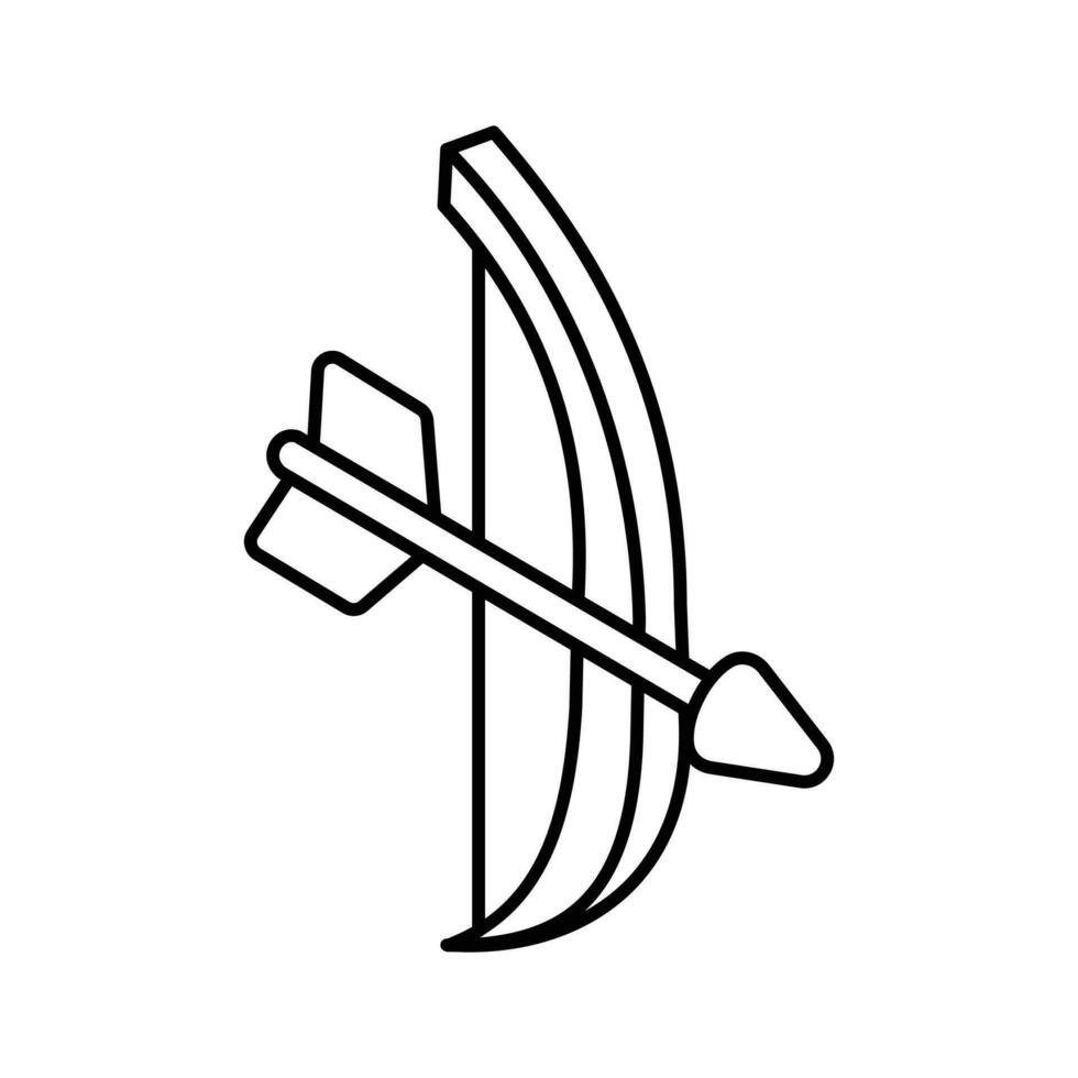 A unique isometric icon of cupid bow, vector of bow and arrow