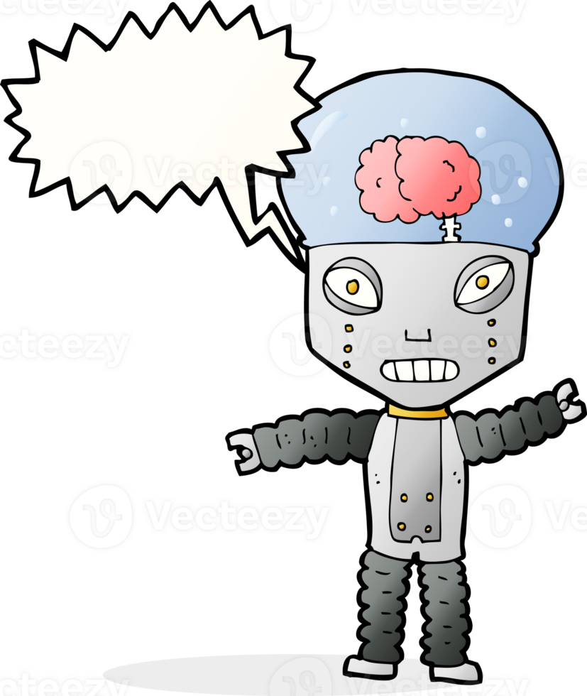 cartoon future robot with speech bubble png