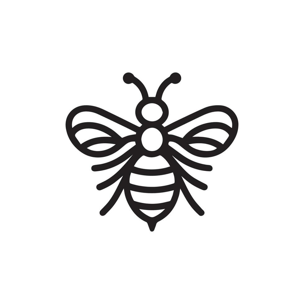 Simplistic Black and White Illustration of a Bee on a Plain Background vector