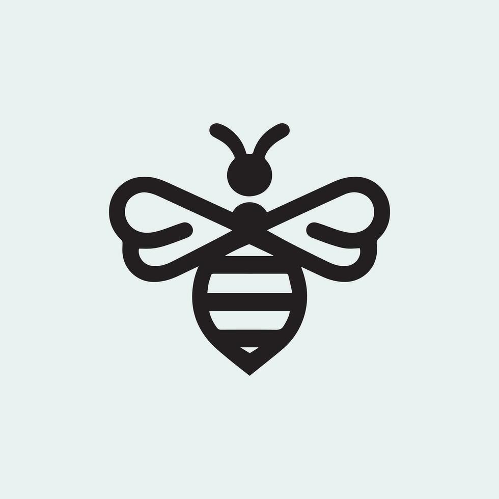 Minimalistic Black and White Bee Icon on a Grey Background vector