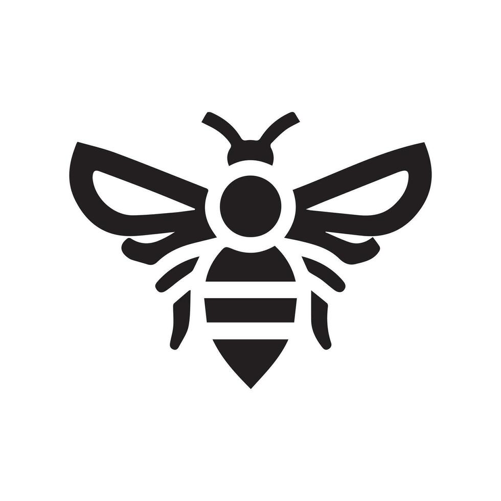 Black and White Graphic Illustration of a Stylized Bee Icon vector