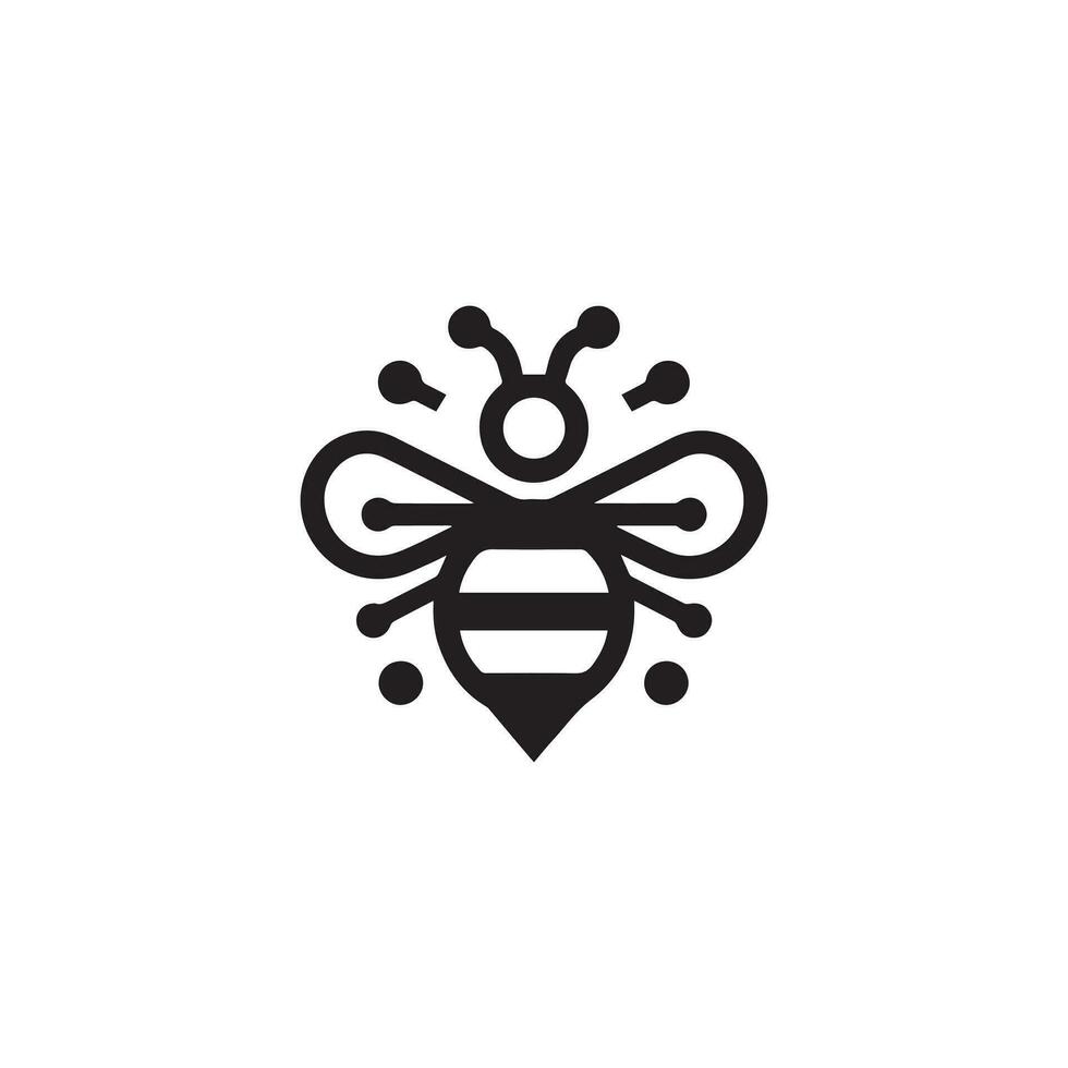 Intricate Monochrome Bee Emblem Illustrating Artistic Nature-Inspired Design vector