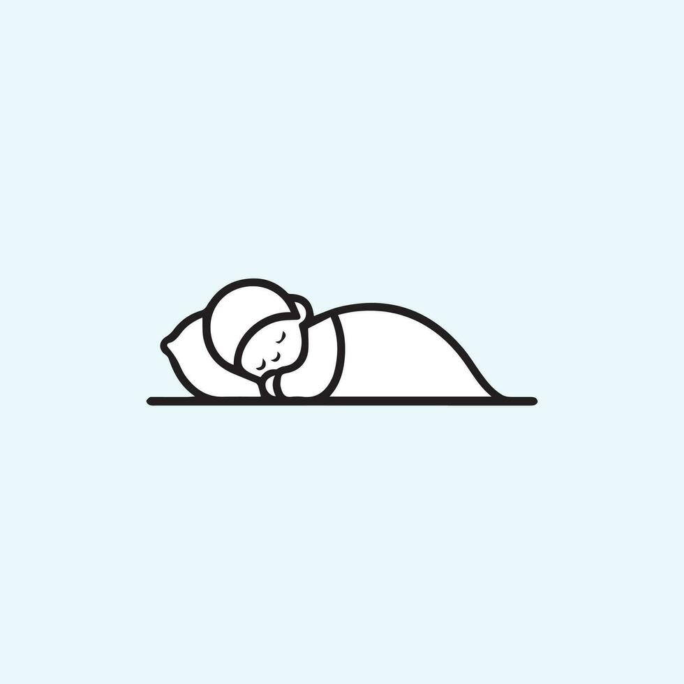 minimalista línea dibujo de un pacífico dormido bebé en un llanura antecedentes vector