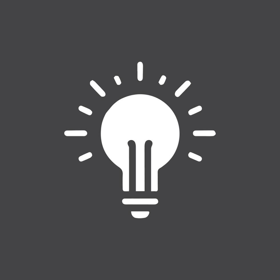 Glowing Light Bulb Icon Illuminating Dark Background Signifying Idea Generation vector