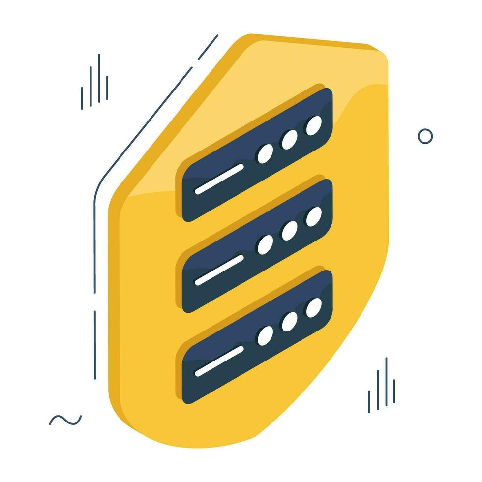 An isometric icon design of server security vector