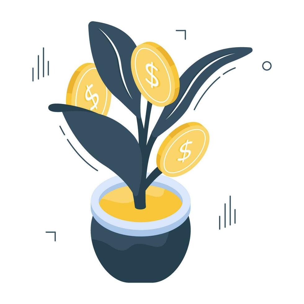 icono de diseño moderno de planta de dólar vector