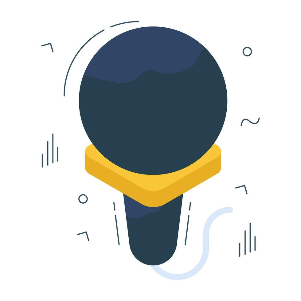 Icon of singing mic in isometric design vector