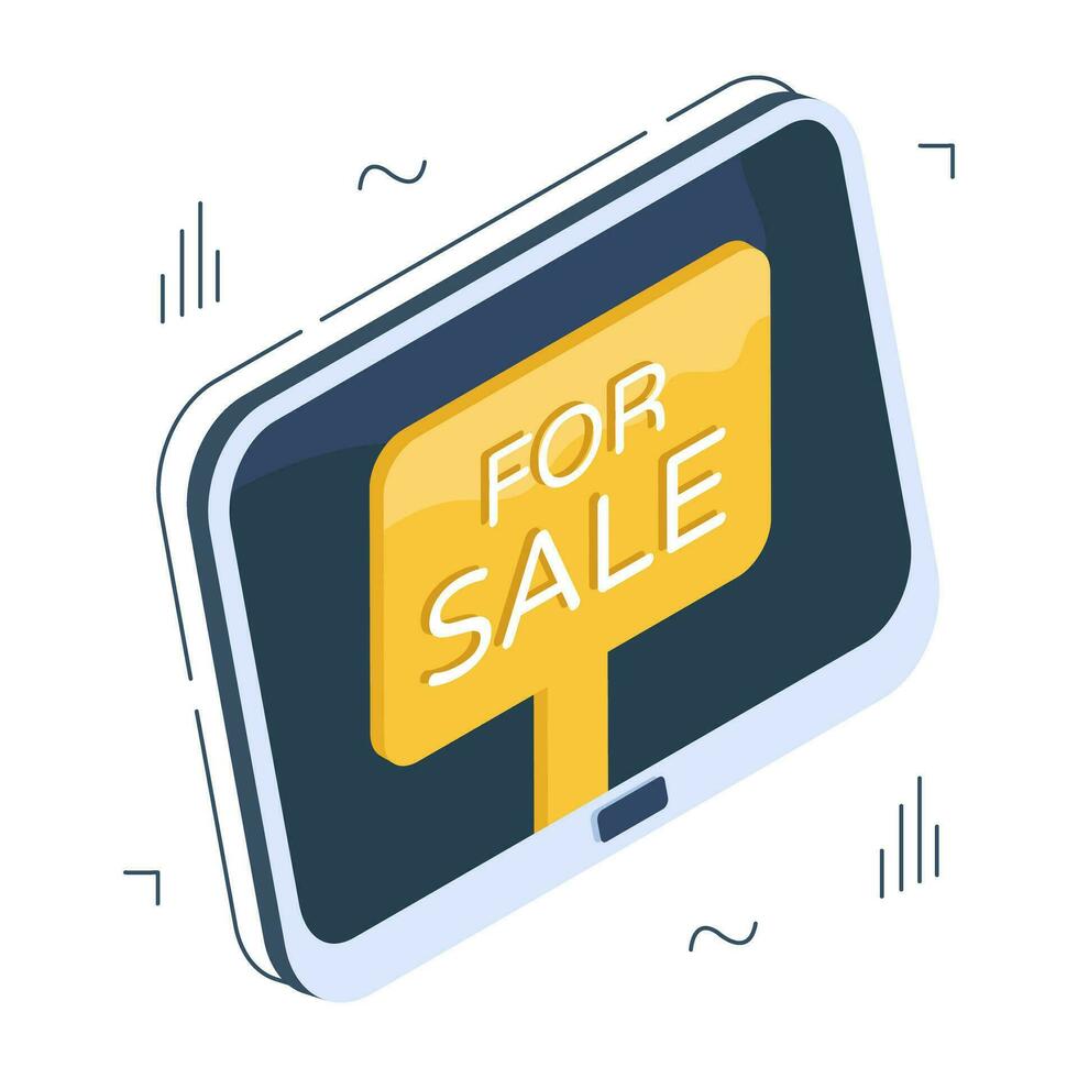 Trendy design icon of mobile for sale vector