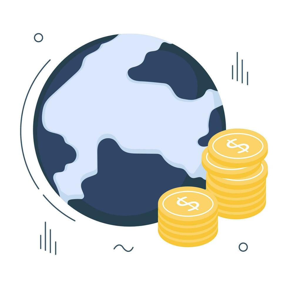 An editable design icon of global money vector