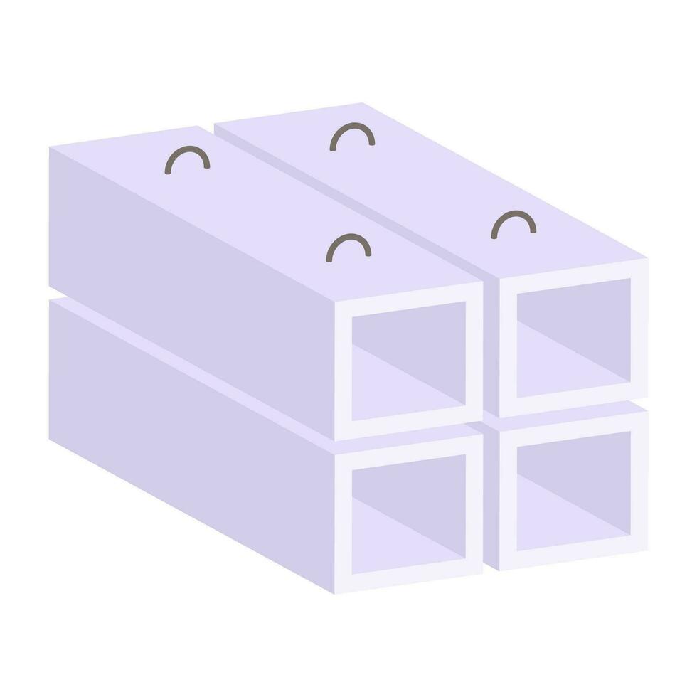 Conceptual flat design icon of cement block vector