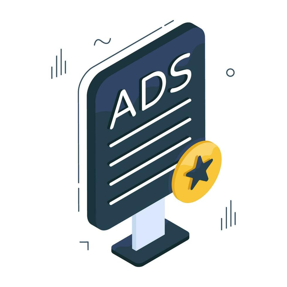 An icon design of ad board vector