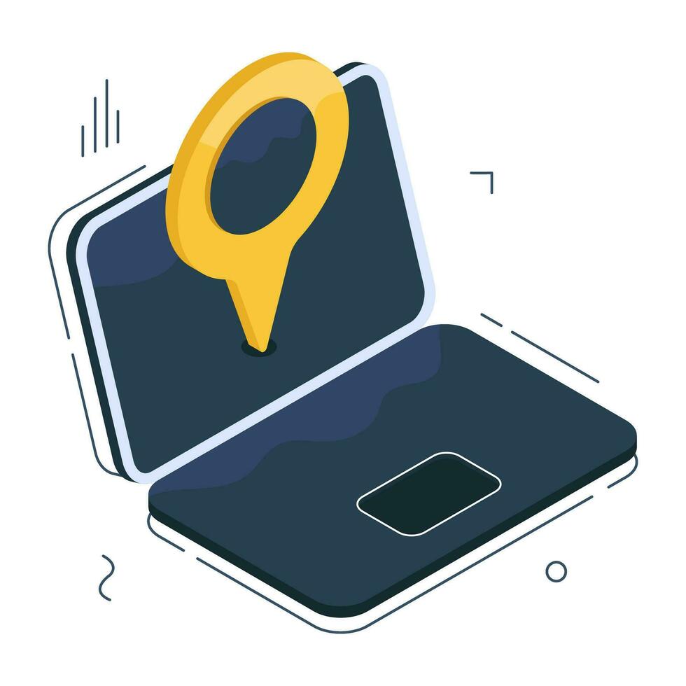 Conceptual isometric design icon of online location vector