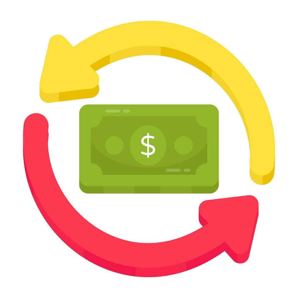 Conceptual flat design icon of money flow vector