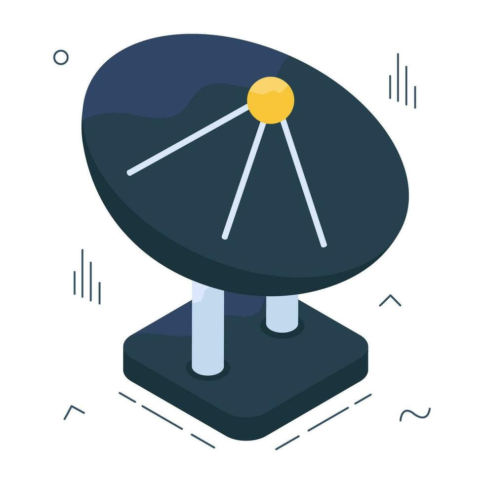 A isometric design icon of satellite dish vector