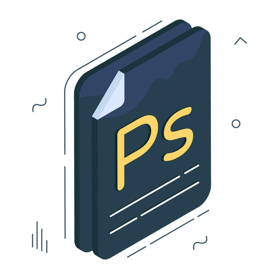 An isometric design icon of ps file vector