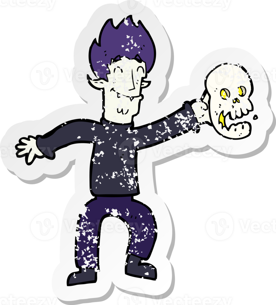 retro distressed sticker of a cartoon spooky vampire png