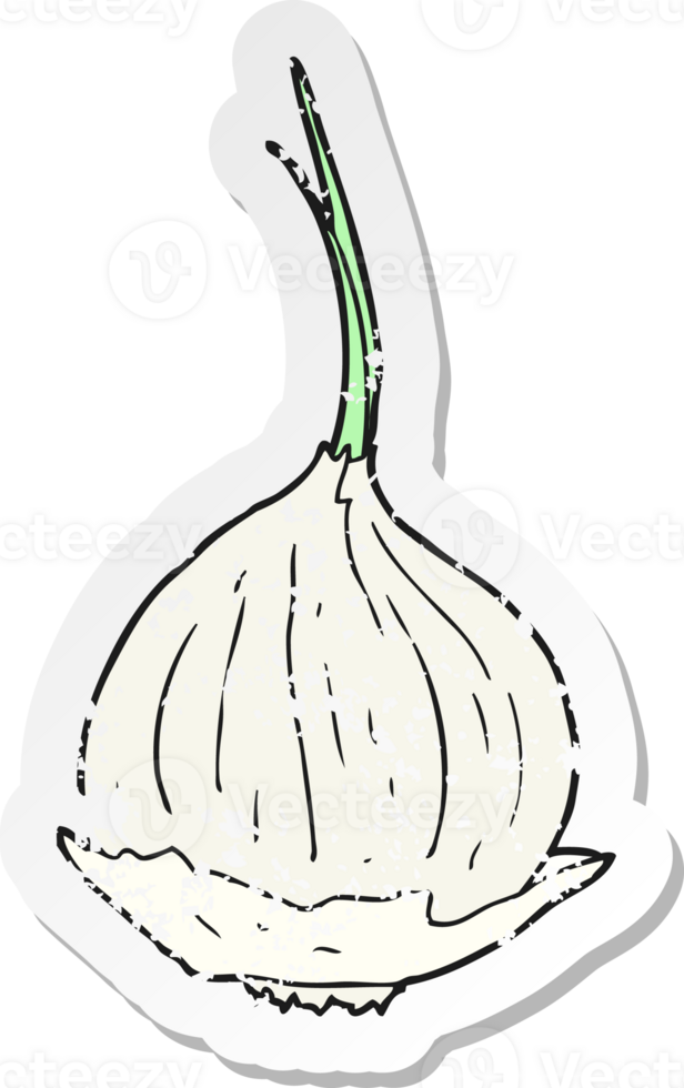 retro distressed sticker of a cartoon onion png