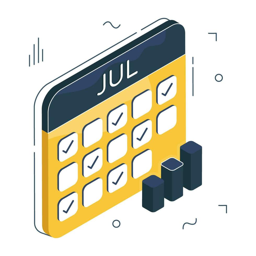 isométrica diseño icono, calendario vector