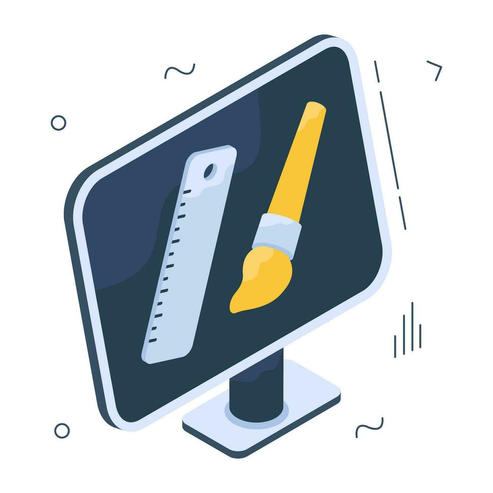 Brush with scale, icon of online stationery vector