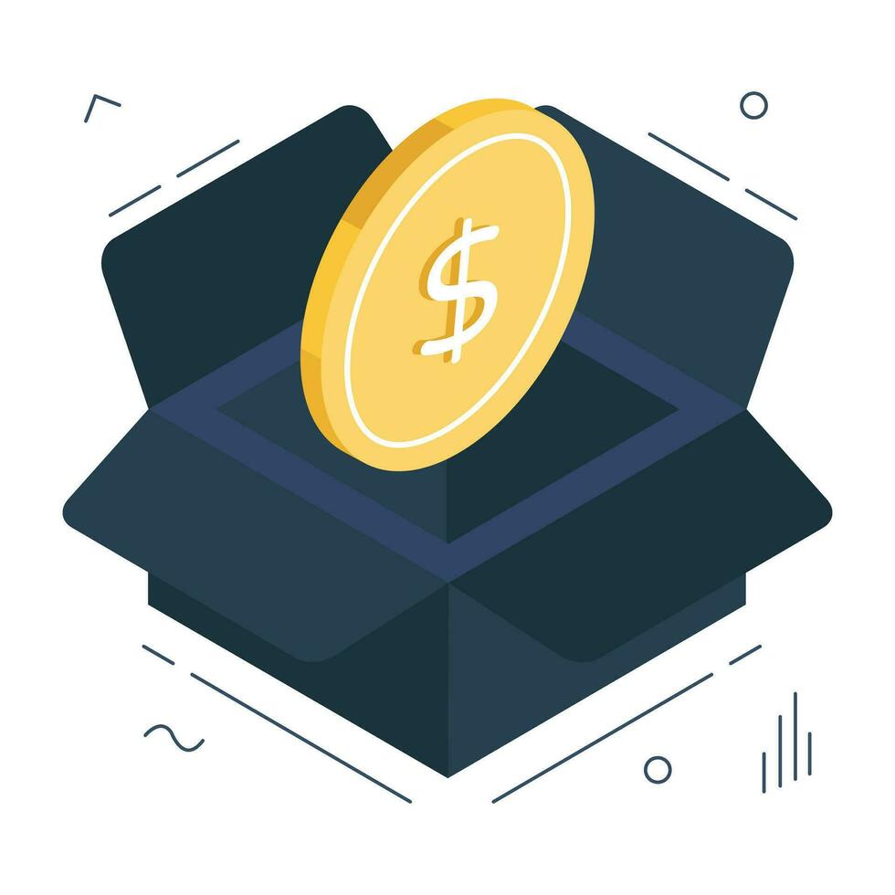 Trendy design icon of money box vector
