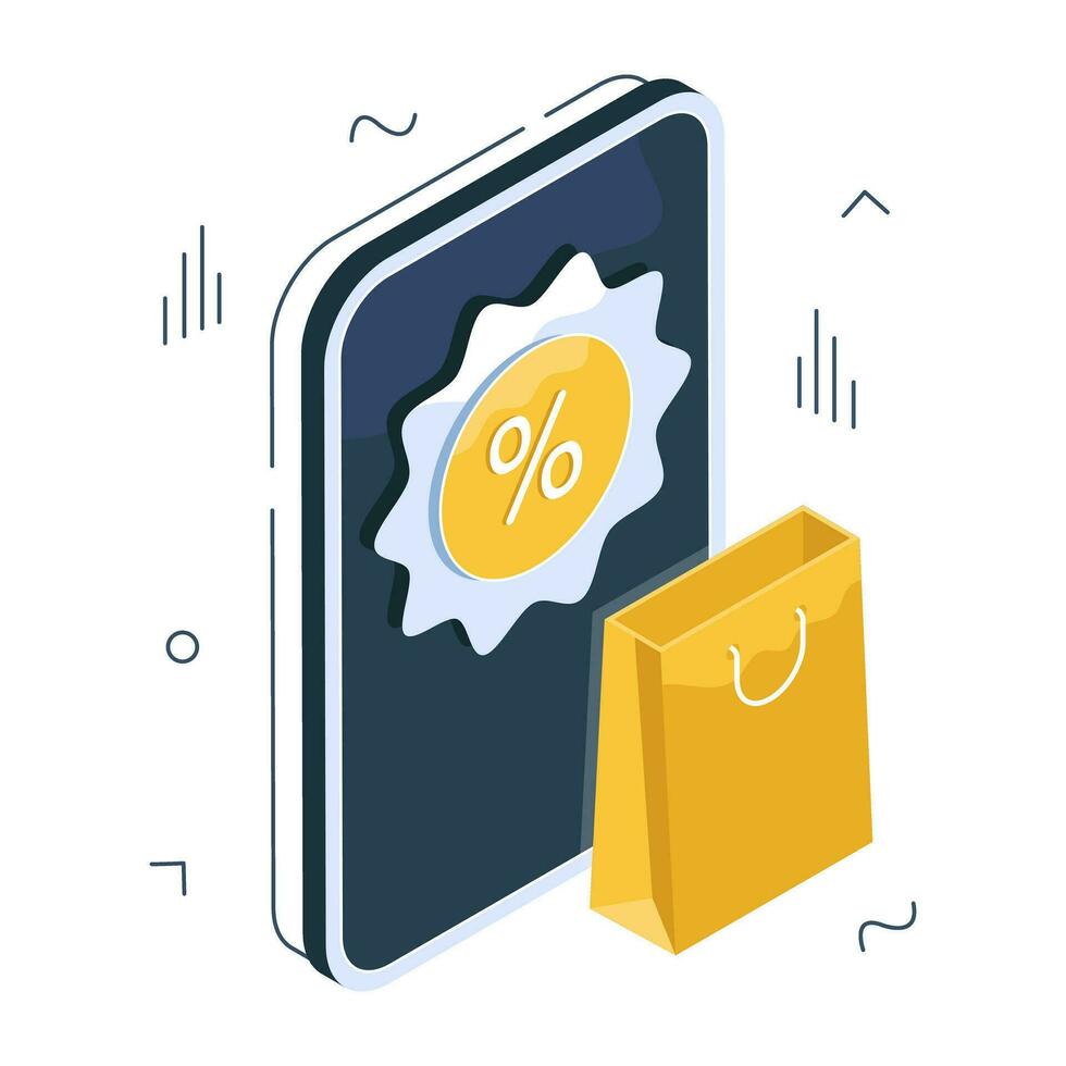 Trendy design icon of mobile shopping sale vector